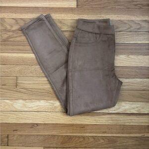 Berkley Jensen Women’s High-Waist Pull-Up Faux Suede Leggings Size S Tan